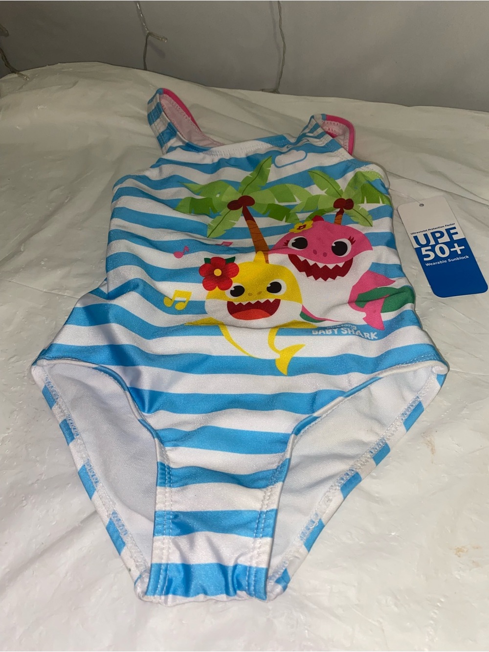 Blue & White Stripe Kids One-Piece Swimsuit